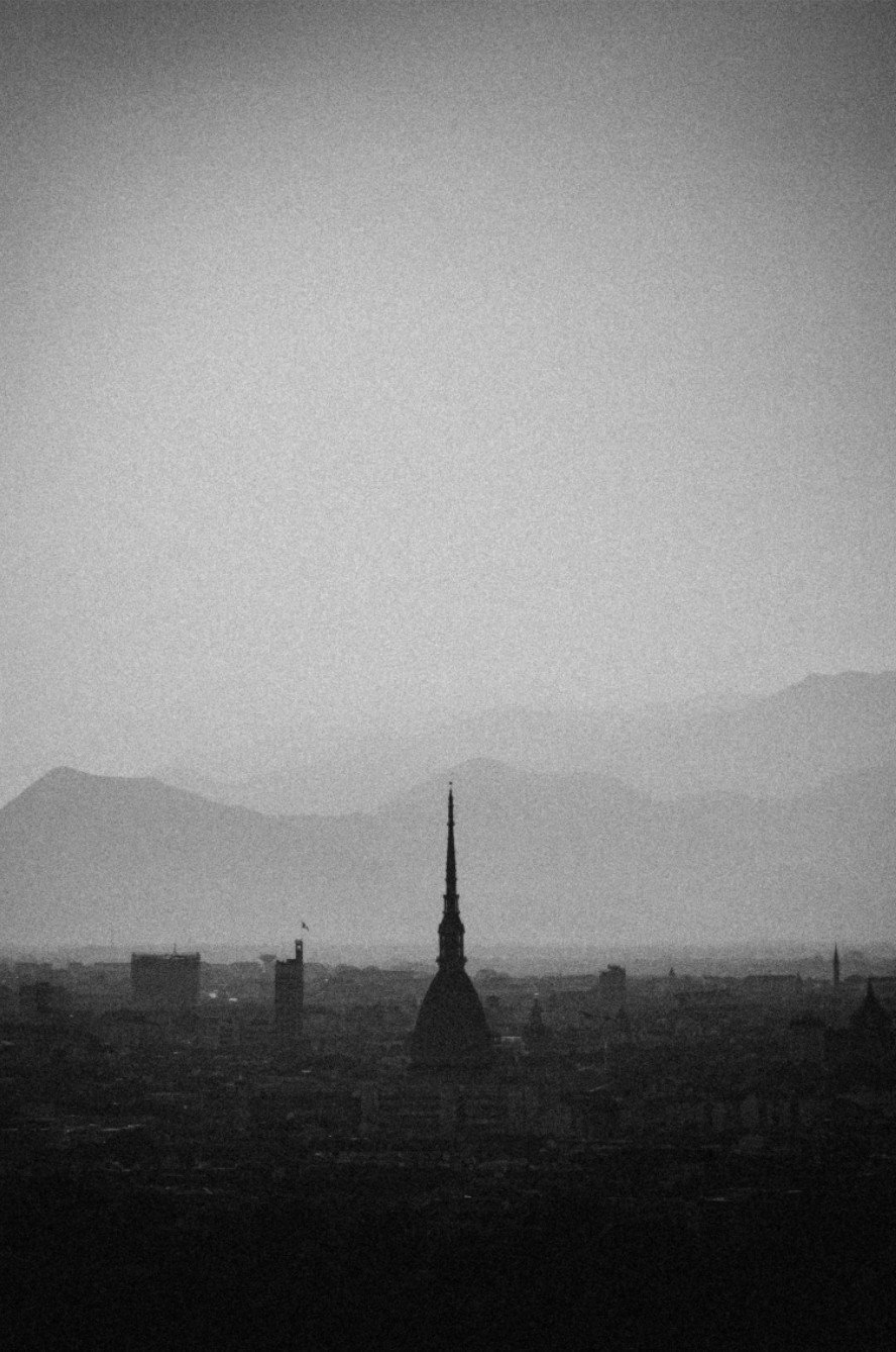 Turin skyline with mountains in the distance